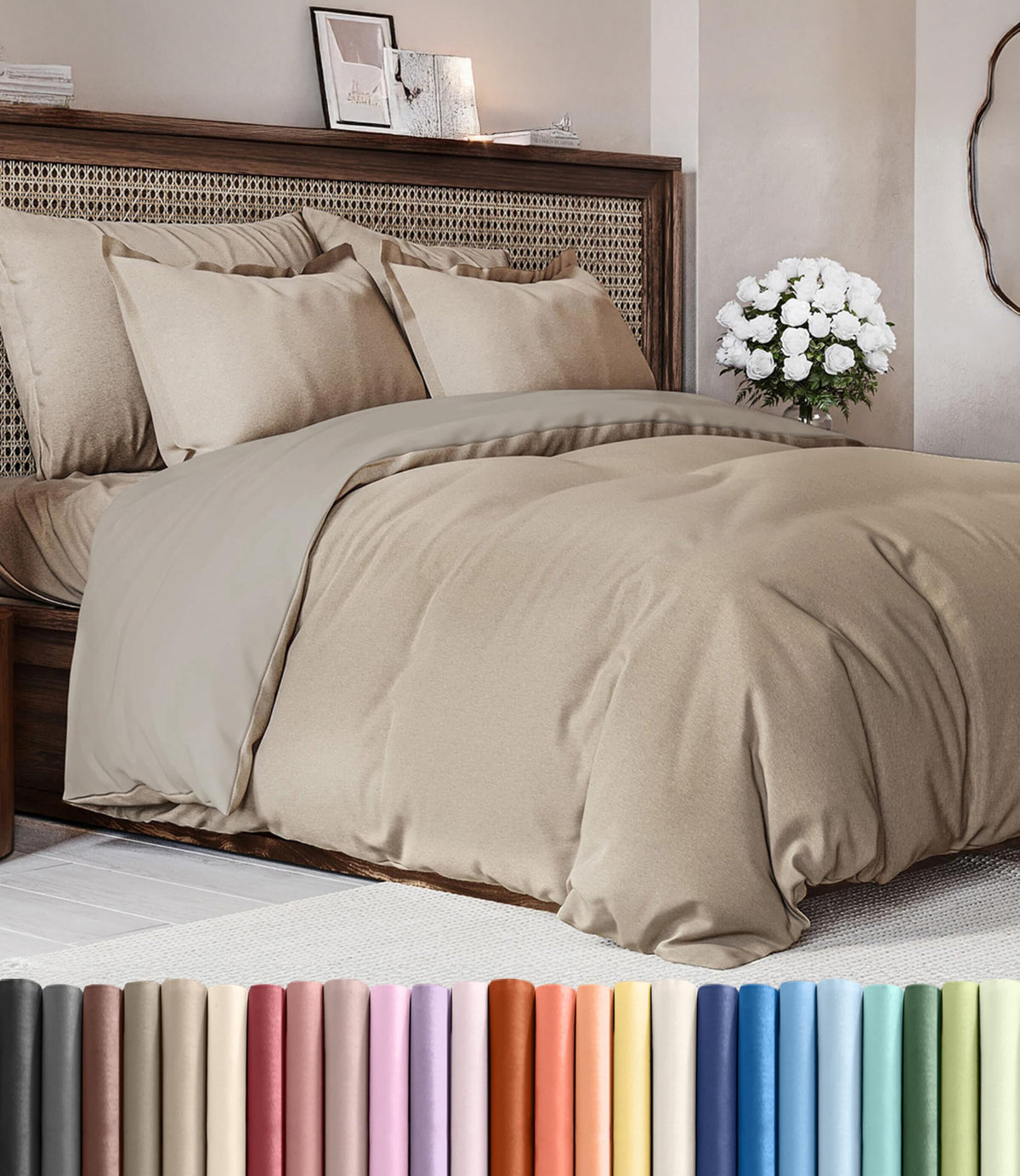 Duvet Cover Queen Size - Extra Soft 3 Piece with Zipper Closure - White