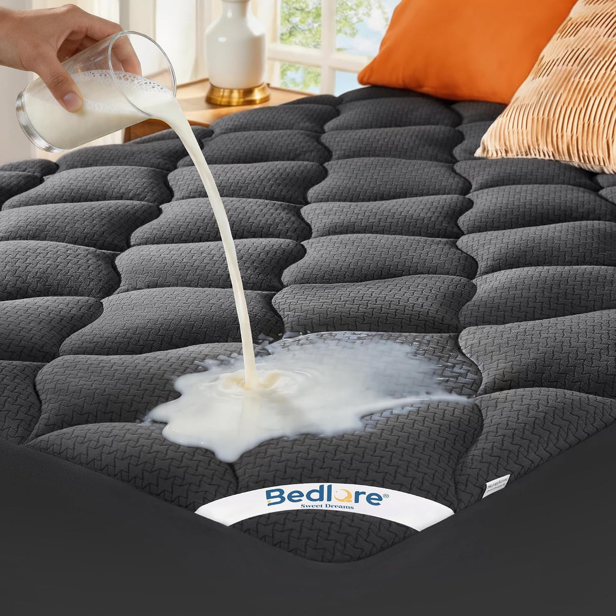 BEDLORE Waterproof King Mattress Pad, Breathable Mattress Protector with 6-18 Inch Deep Pocket, Quilted Fitted Mattress Topper Bed Cover, Noiseless & Machine Washable