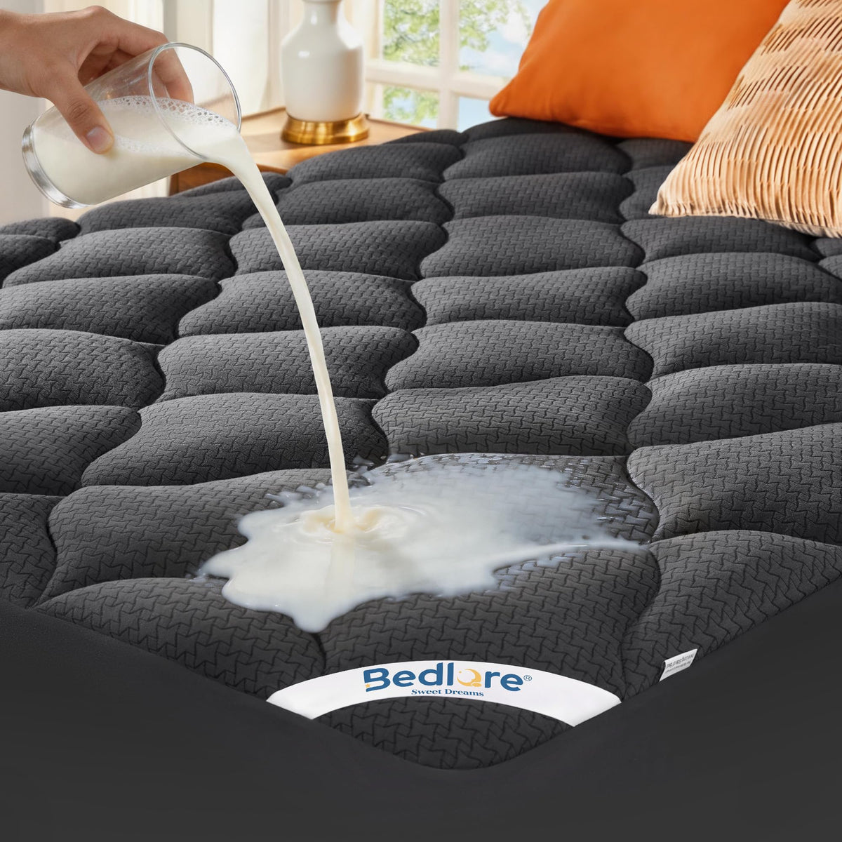 BEDLORE Waterproof King Mattress Pad, Breathable Mattress Protector with 6-18 Inch Deep Pocket, Quilted Fitted Mattress Topper Bed Cover, Noiseless & Machine Washable
