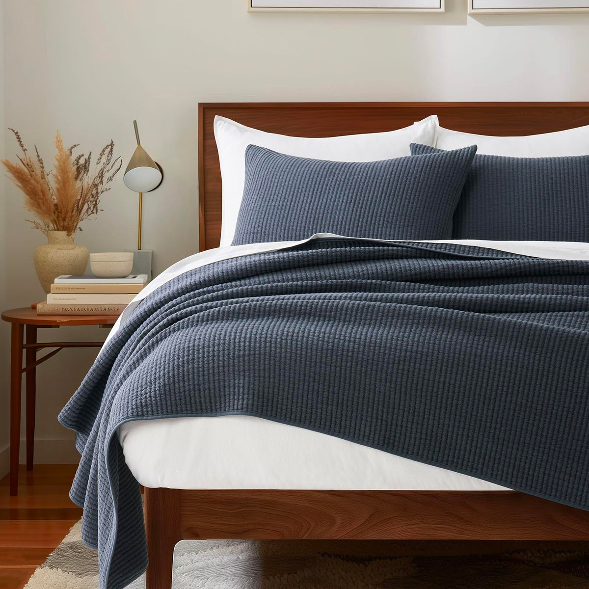 EVERGRACEHOME Cotton Ribbed Matelassé Coverlet Set, King Size, Clay