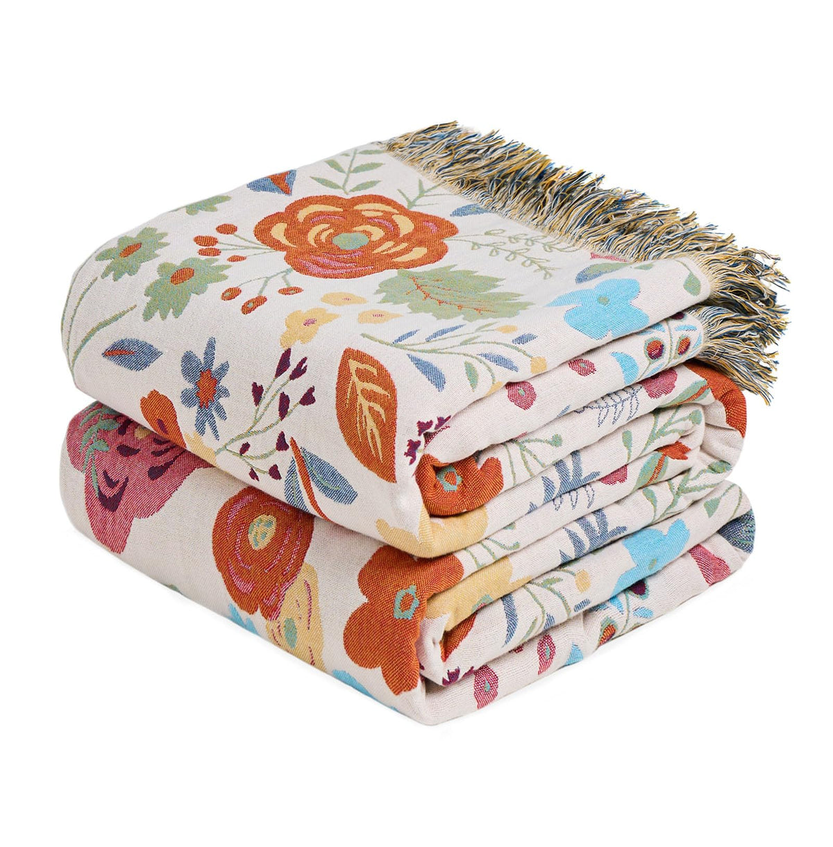 Boho Throw Blanket, 100% Cotton Lightweight Throws for Couch 50"x60"