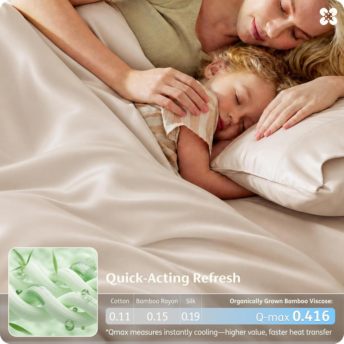 Bedsure PureWoven 100% Organic Bamboo Cooling Duvet Cover Set, Queen, Beige