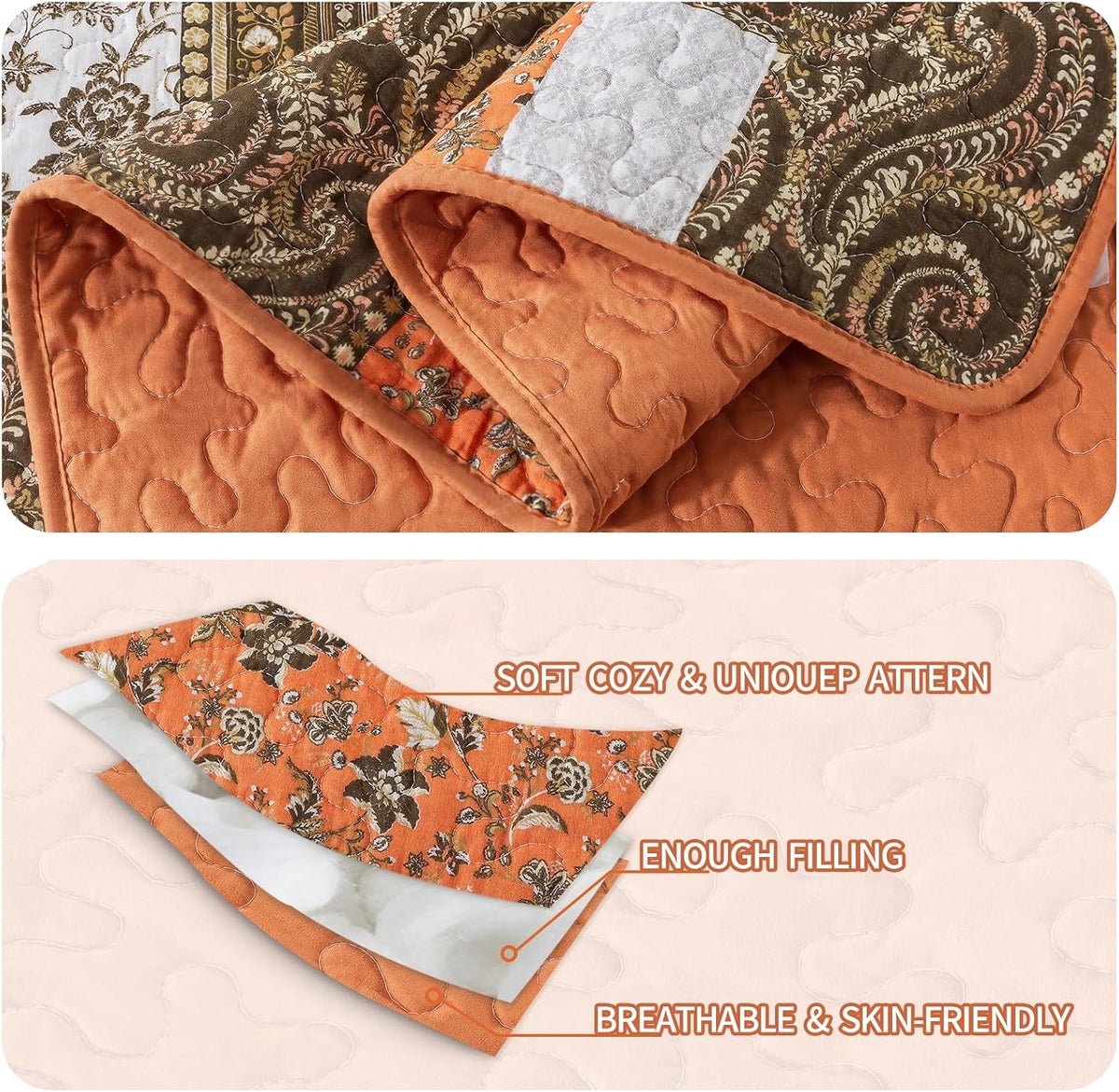 BEDIFANY 100% Cotton Cover Quilts King Size for Farmhouse- Fall Bedspread