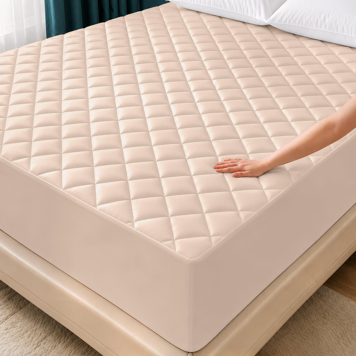 King Mattress Pad, Quilted Mattress Protector Topper fits 16" Deep Pocket