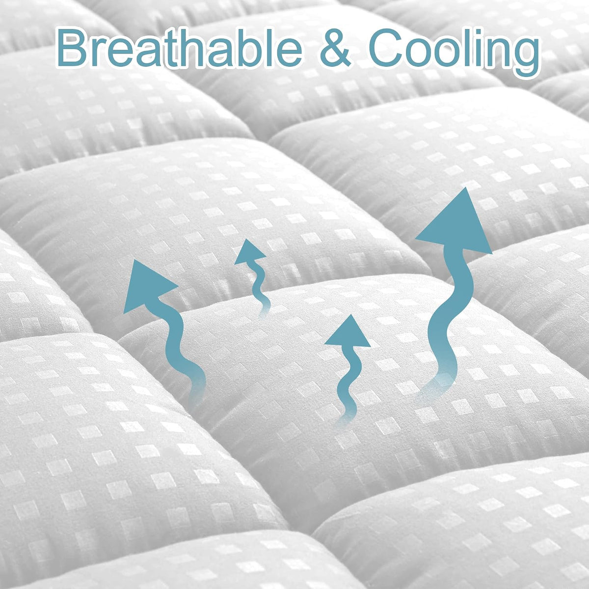 HYLEORY King Mattress Pad Quilted Fitted Mattress Protector Cooling Pillow Top Mattress Cover Breathable Fluffy Soft Mattress Topper with 8-21" Deep Pocket