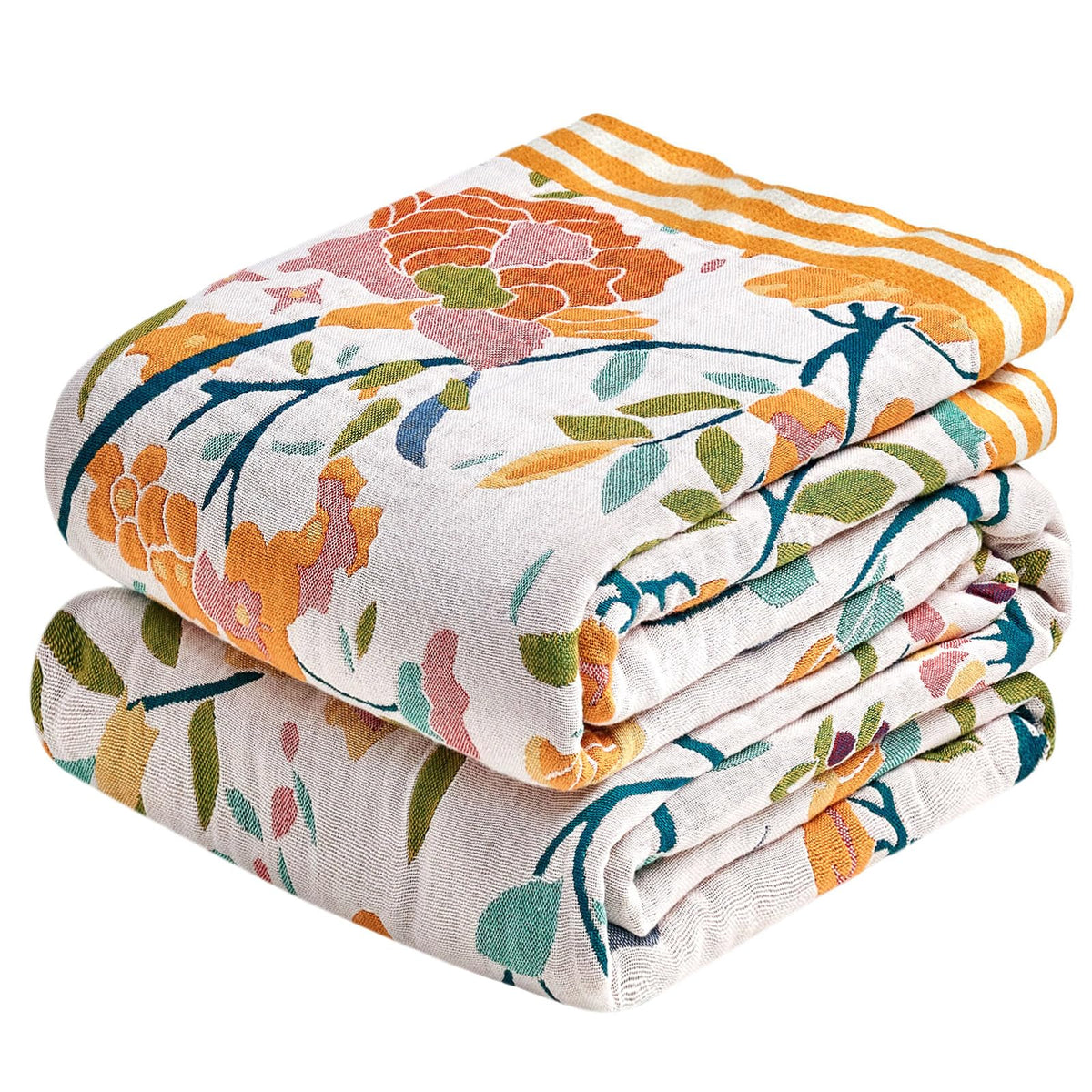 Boho Throw Blanket, 100% Cotton Lightweight Throws for Couch 50"x60"