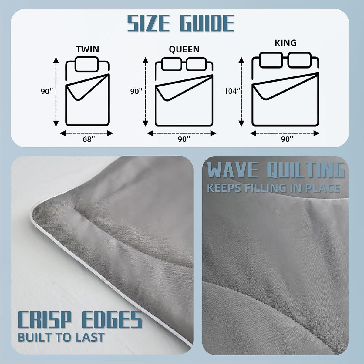 DOWNCOOL Cooling Comforter Queen Size,Grey Cooling Blanket for Hot Sleeper