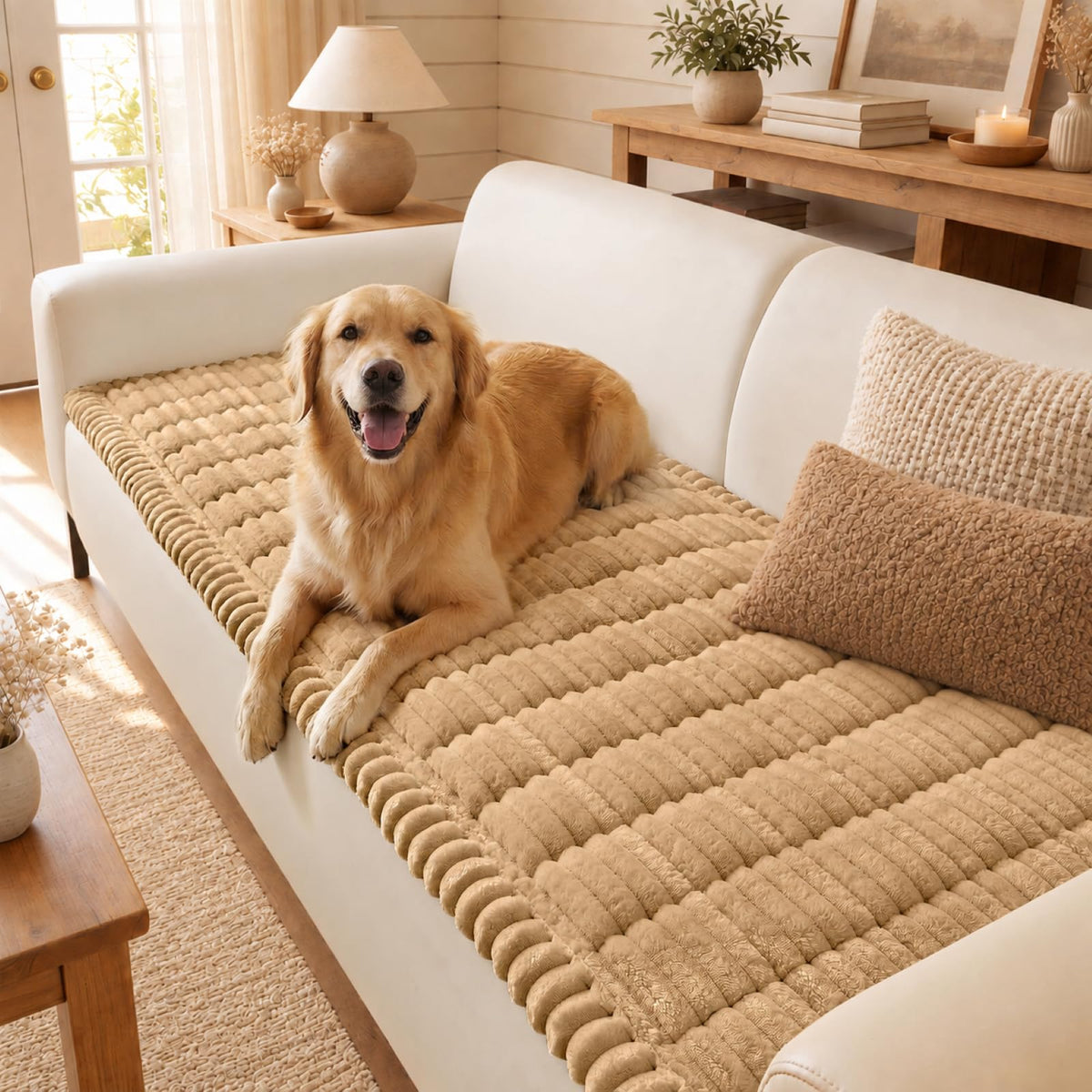 decorUhome Couch Cover for Dogs, Non Slip Fuzzy Thick Pet Sofa Protector