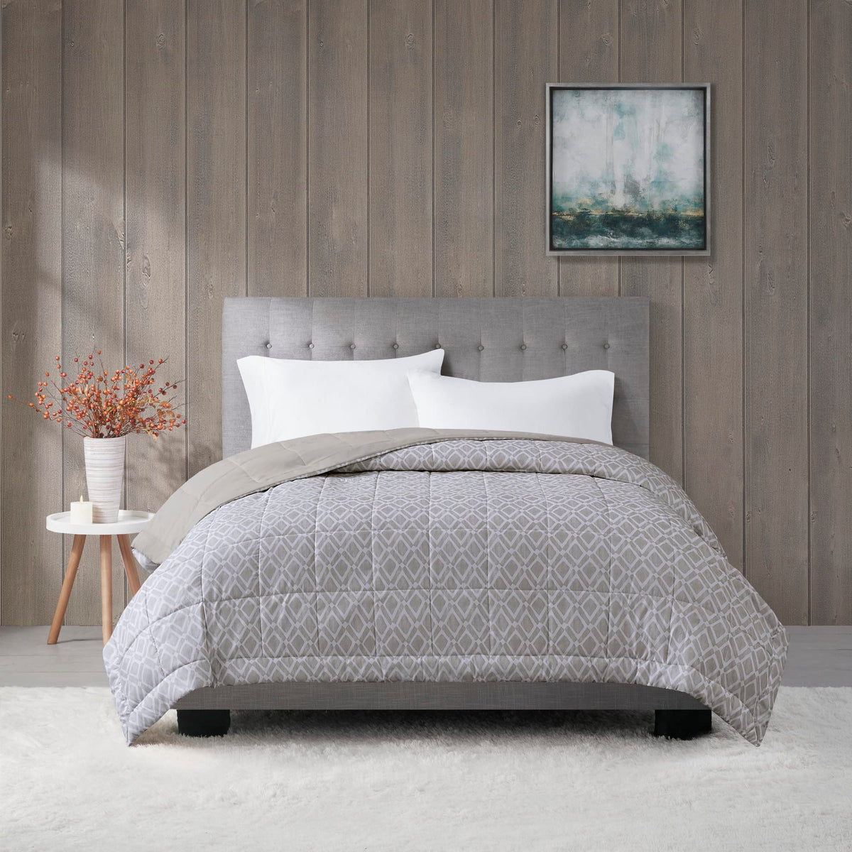 Madison Park Down Alternative Queen Blanket for Bed, Satin Trim, Blue