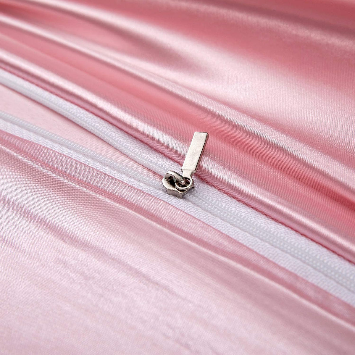P Pothuiny 5 Pieces Blush Pink Satin Duvet Cover Full/Queen Size Set