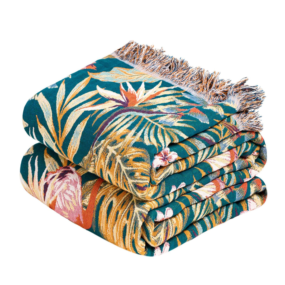 Boho Throw Blanket, 100% Cotton Lightweight Throws for Couch 50"x60"