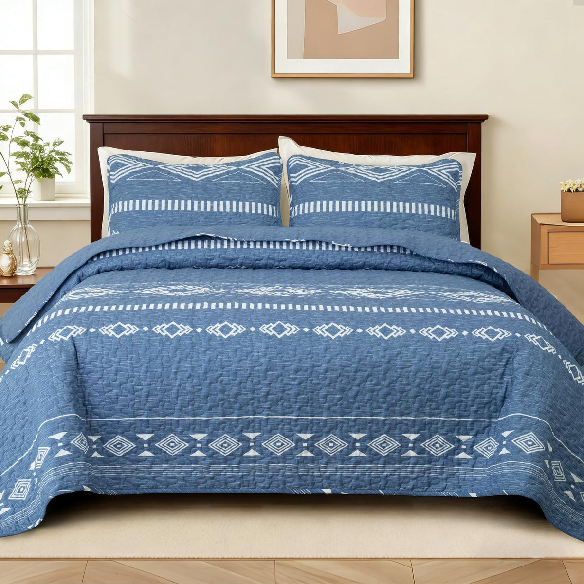Whale Flotilla Reversible Camel Print Quilt King Size with 2 Pillow Shams