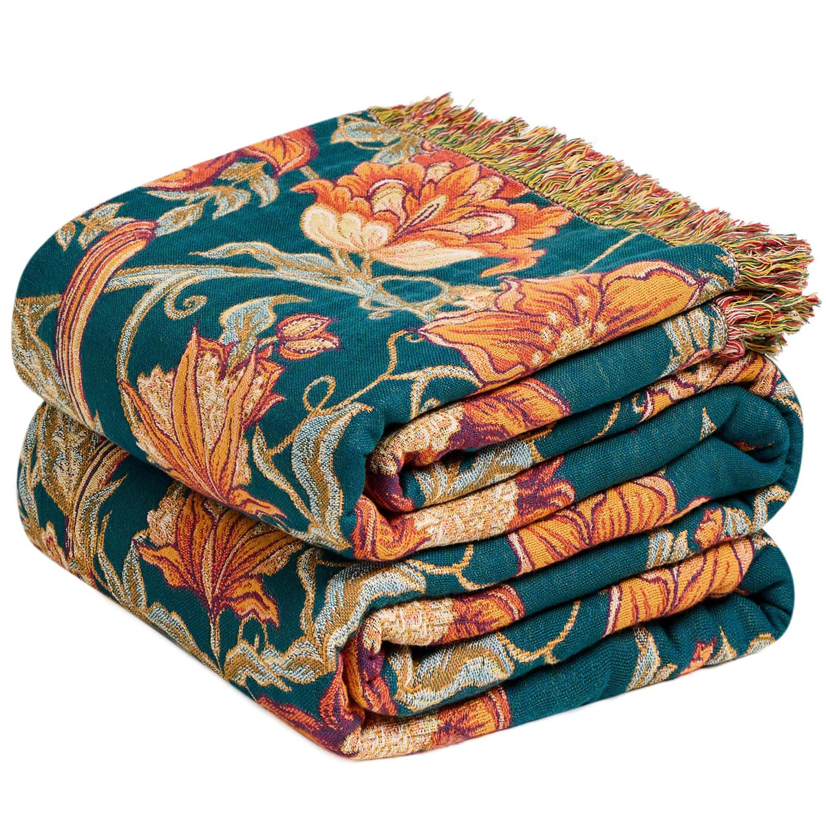Boho Throw Blanket, 100% Cotton Lightweight Throws for Couch 50"x60"