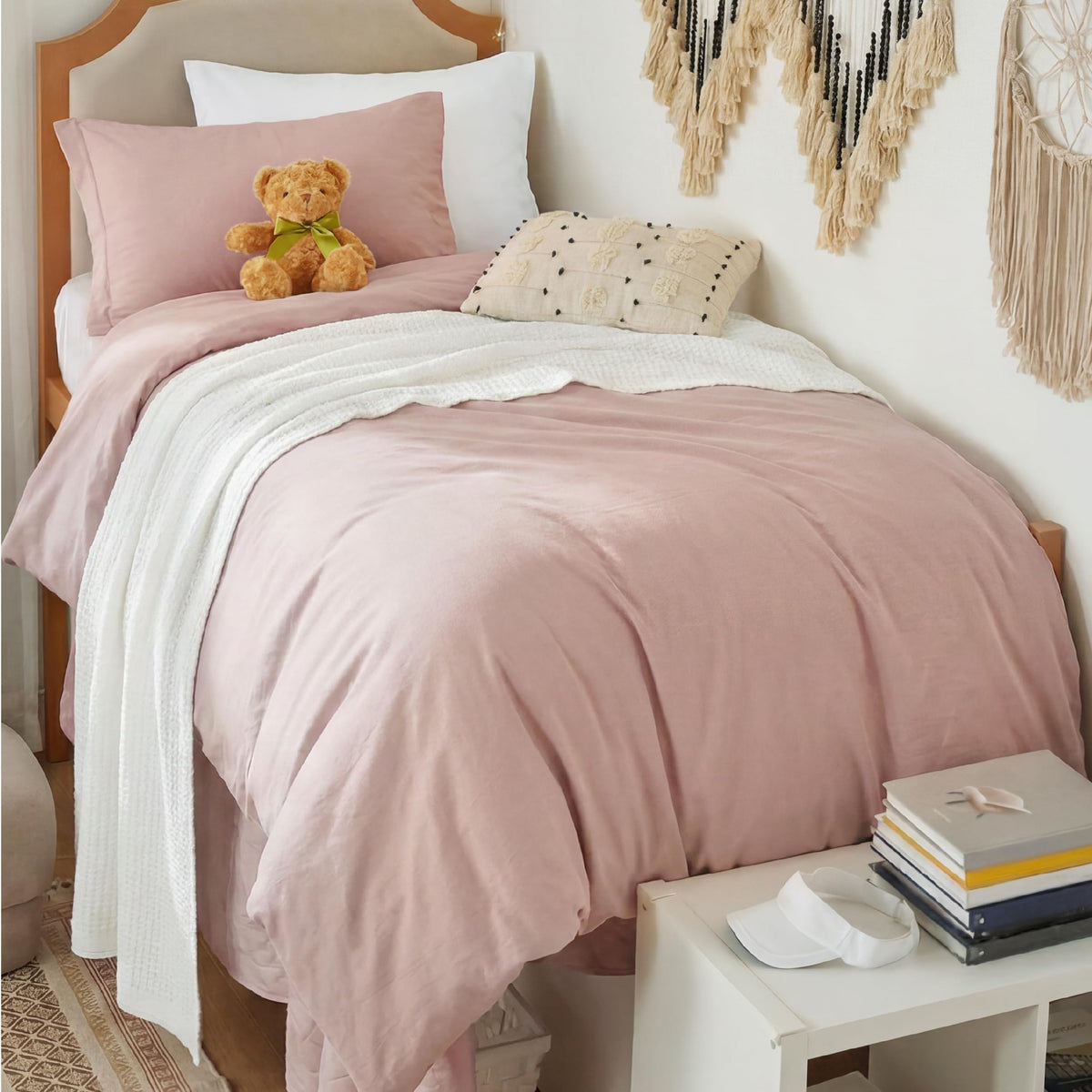 Bedsure Prewashed Duvet Cover Full, Cotton-Like Soft Bedding Set, White