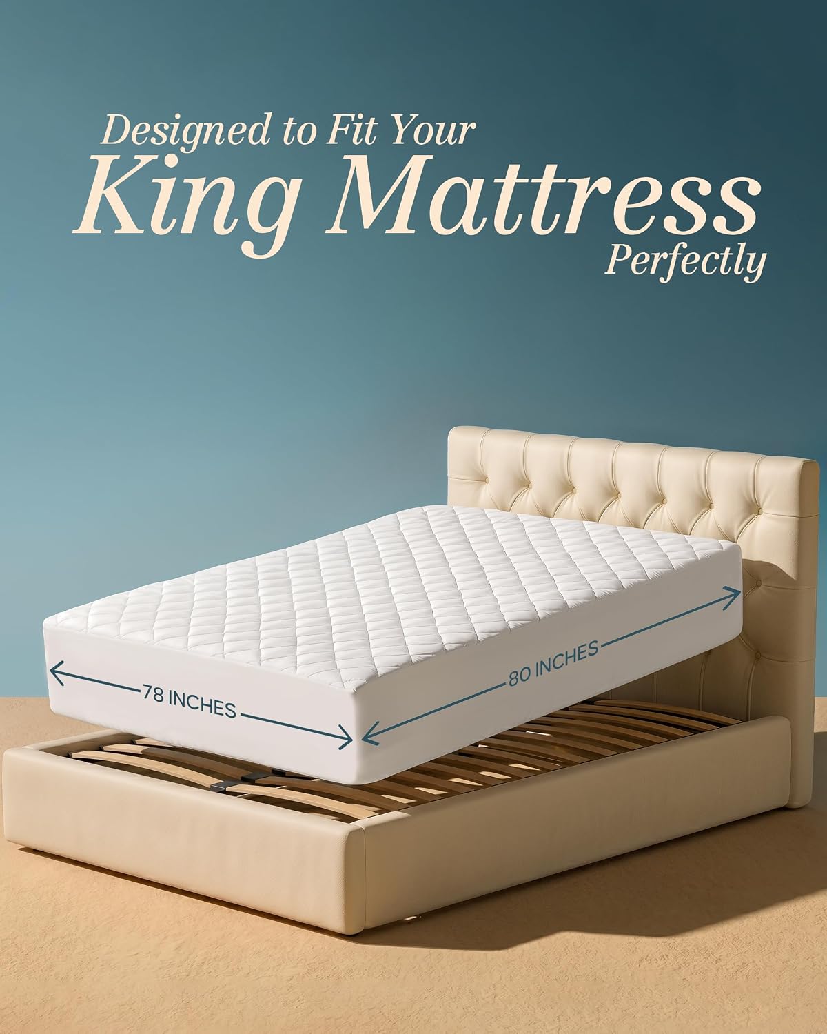 King Mattress Pad, Quilted Mattress Protector Topper fits 16" Deep Pocket