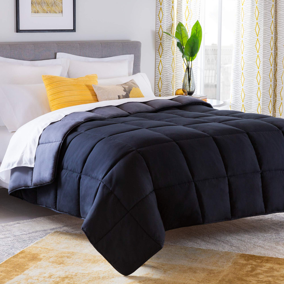 Linenspa White Down Alternative Comforter and Duvet Insert, for Queen Size Bed – All-Season Comforter with Box Stitch and 8 Duvet Loops – Bedding for Kids, Teens, and Adults