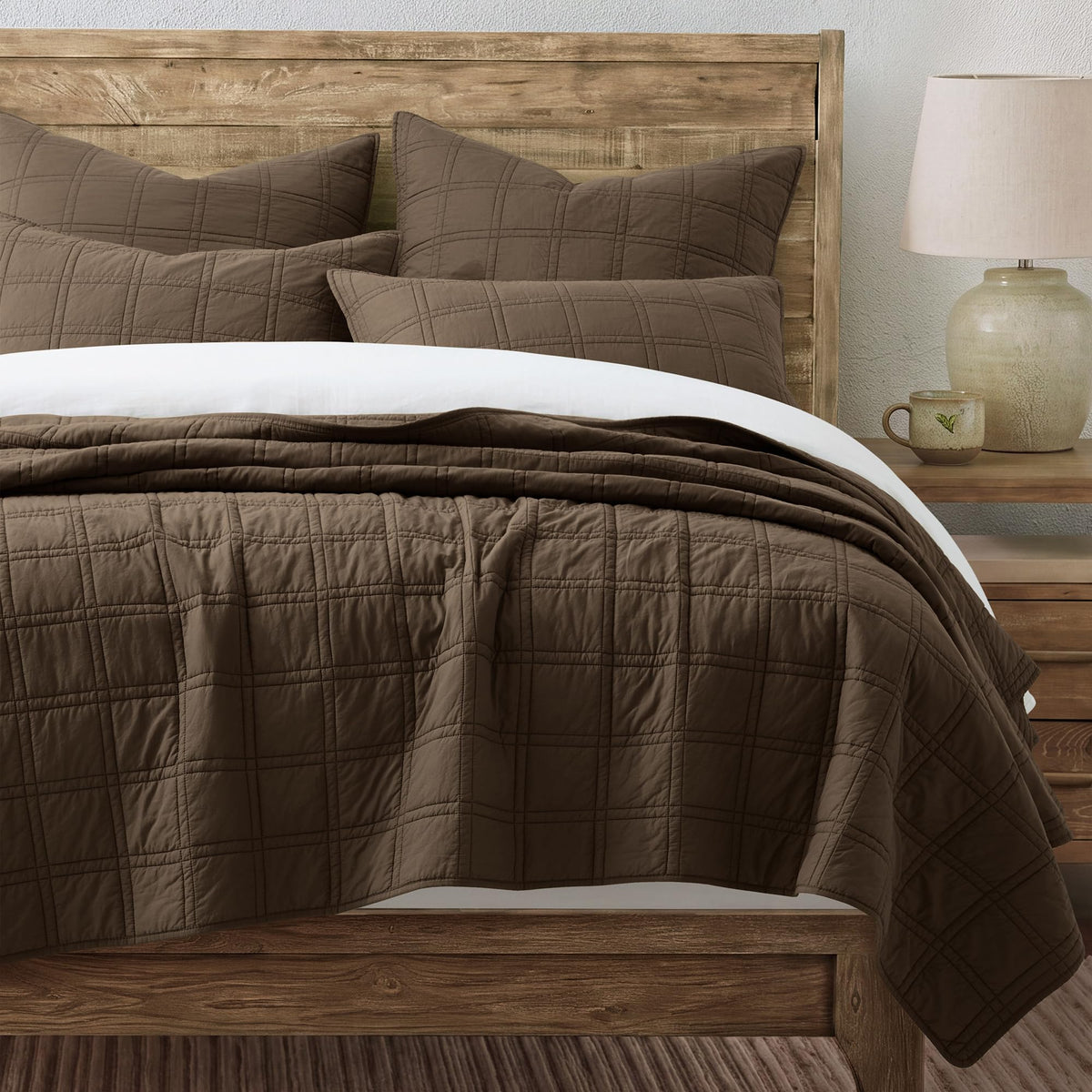 HORIMOTE HOME 100% Cotton Quilt Set Twin Size, White Pre-Washed 2-Piece Bedspread Coverlet Set, Cozy Lightweight Stitching Decorative Bedding Cover with 1 Shams in Geometric Pattern for All Season