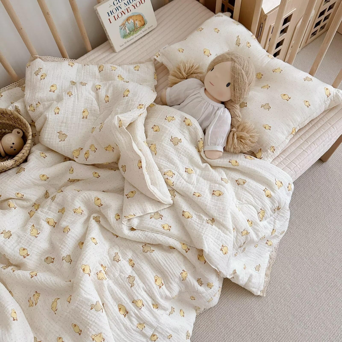 BuLuTu Shabby Chic Floral Quilt for Full Size Bed Blankets Muslin Cotton Summer Quilts Lightweight Soft Kids Comforter for Girls Teens Azalea Pattern, 79"x90", 3.9 Pounds, No Pillowcases