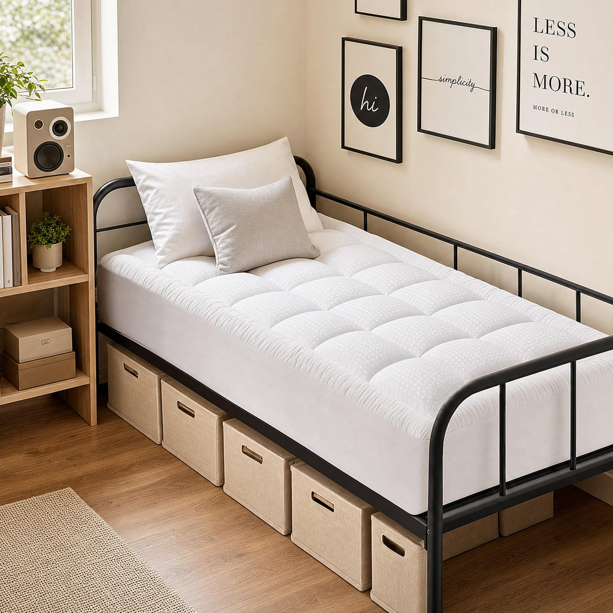 HYLEORY King Mattress Pad Quilted Fitted Mattress Protector Cooling Pillow Top Mattress Cover Breathable Fluffy Soft Mattress Topper with 8-21" Deep Pocket