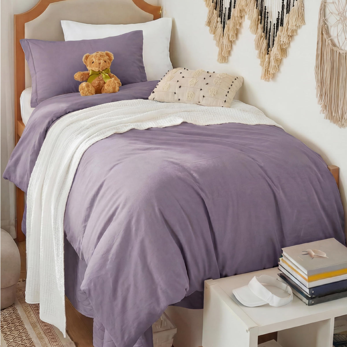 Bedsure Prewashed Duvet Cover Full, Cotton-Like Soft Bedding Set, White