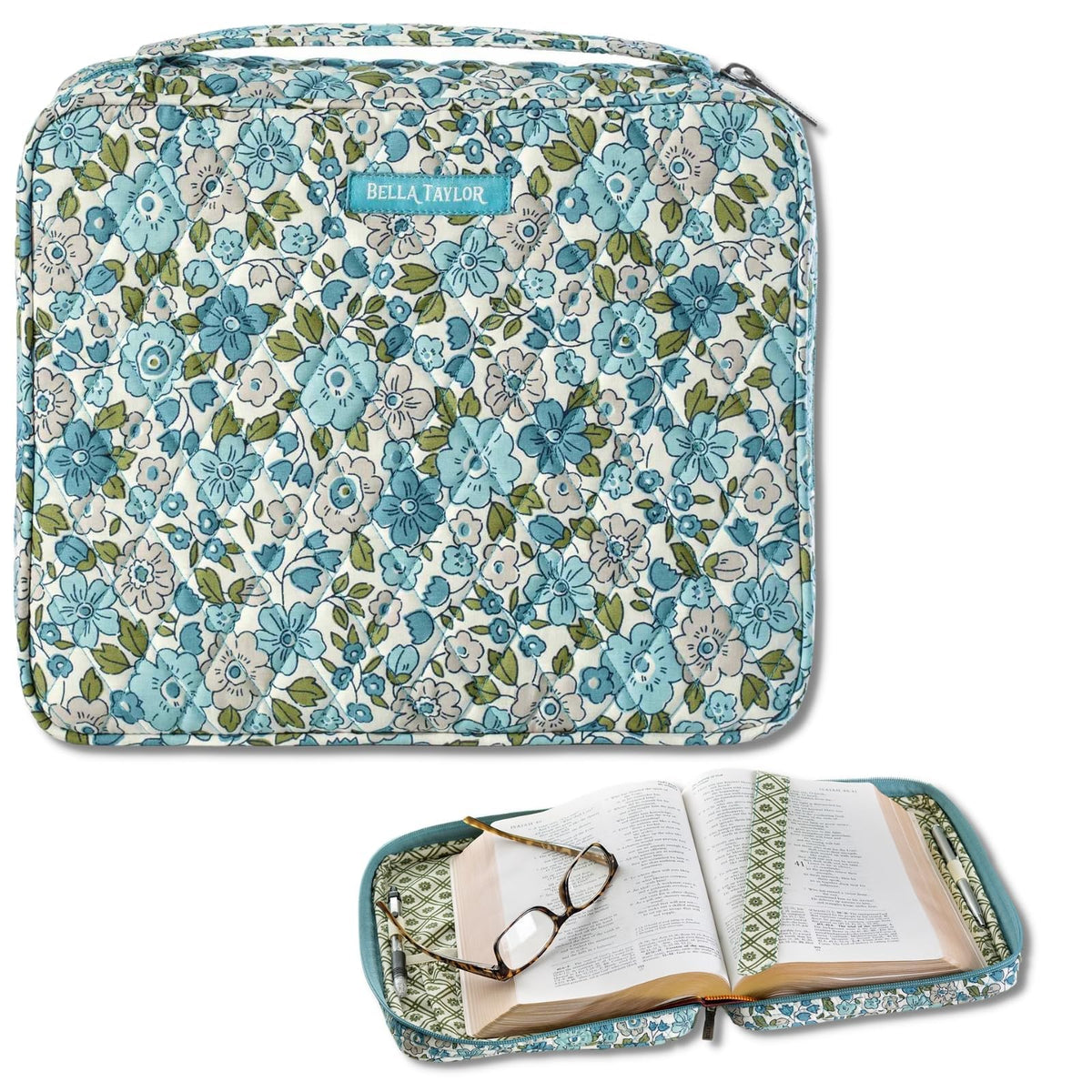 Bella Taylor Bible Cover, Quilted Bible Case, Khaki Patchwork