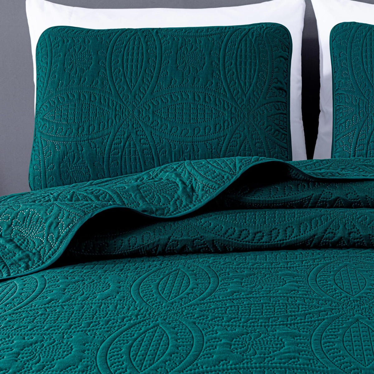 Chezmoi Collection Austin 3-piece Oversized Bedspread Coverlet Set (Queen, Teal)