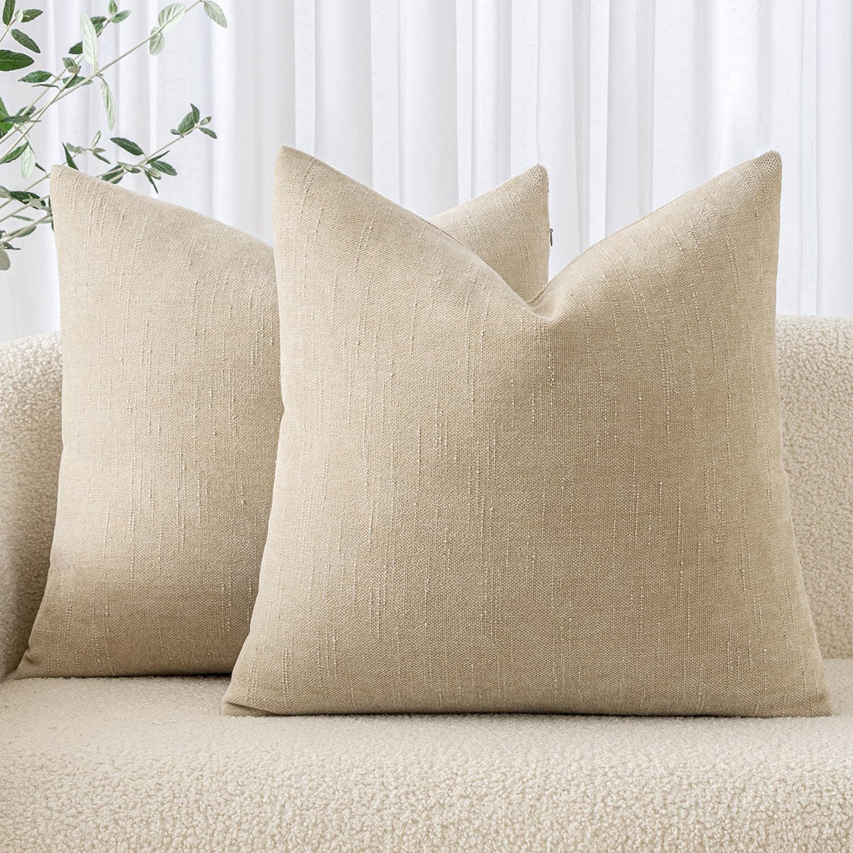 MIULEE 26x26 Inch Euro Textured Chenille Pillow Covers Chocolate Brown