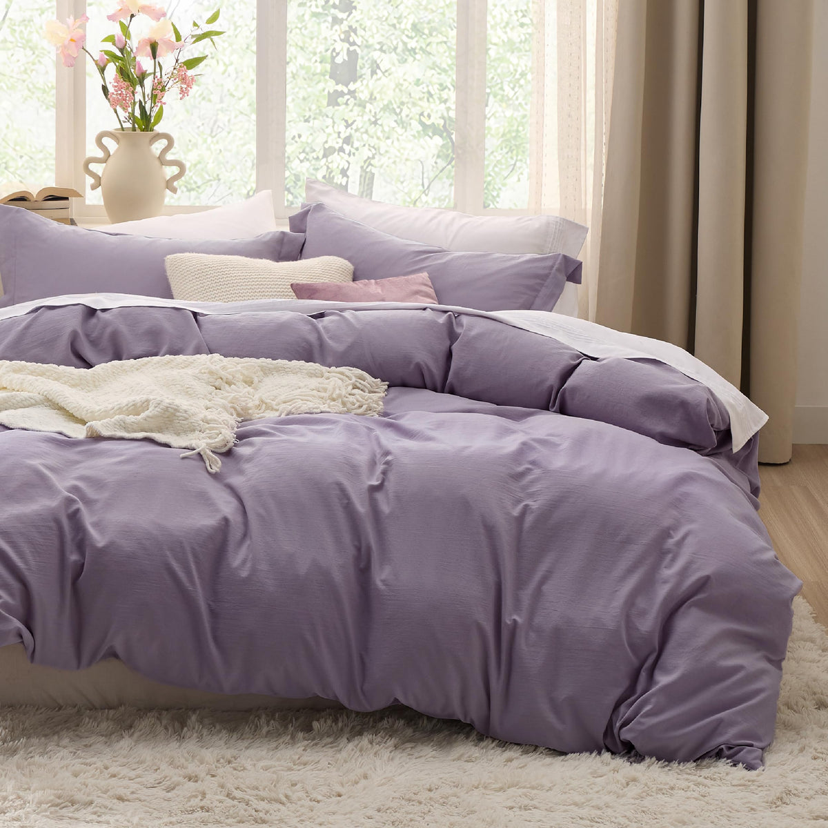 Bedsure Prewashed Twin/Twin XL Duvet Cover, Cotton-Like Bedding Set, White