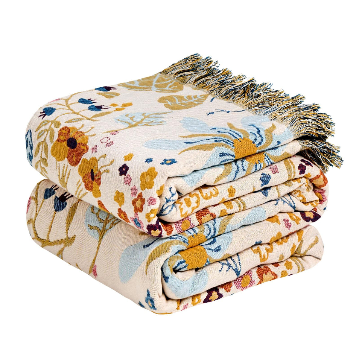 Boho Throw Blanket, 100% Cotton Lightweight Throws for Couch 50"x60"