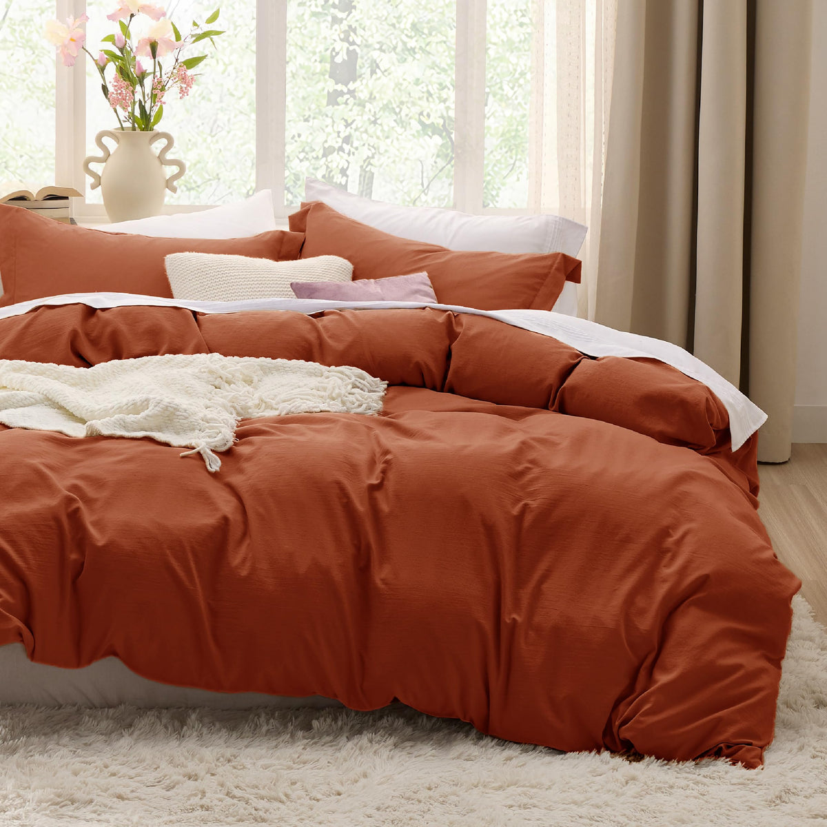 Bedsure Prewashed Twin/Twin XL Duvet Cover, Cotton-Like Bedding Set, White