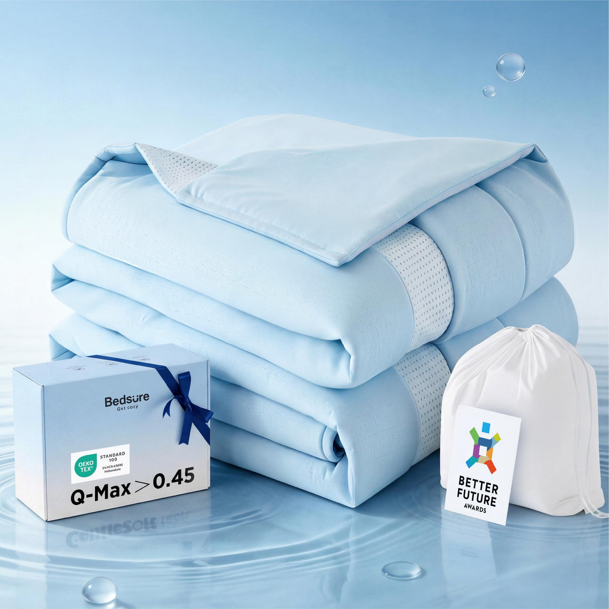 Bedsure CoolOxy Cooling Comforter King, 4X Breathable & Q-Max>0.45, Grey