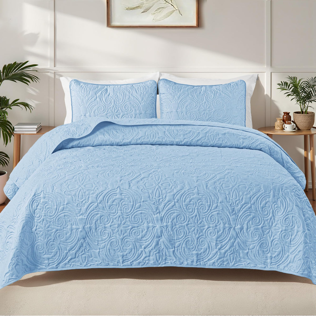 Exclusivo Mezcla 3 Piece Quilts Queen Size Bedding Set, Blush Pink
