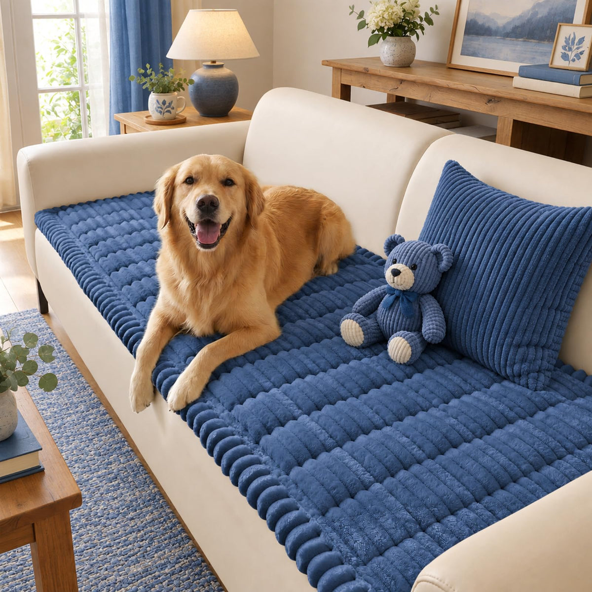 decorUhome Couch Cover for Dogs, Non Slip Fuzzy Thick Pet Sofa Protector
