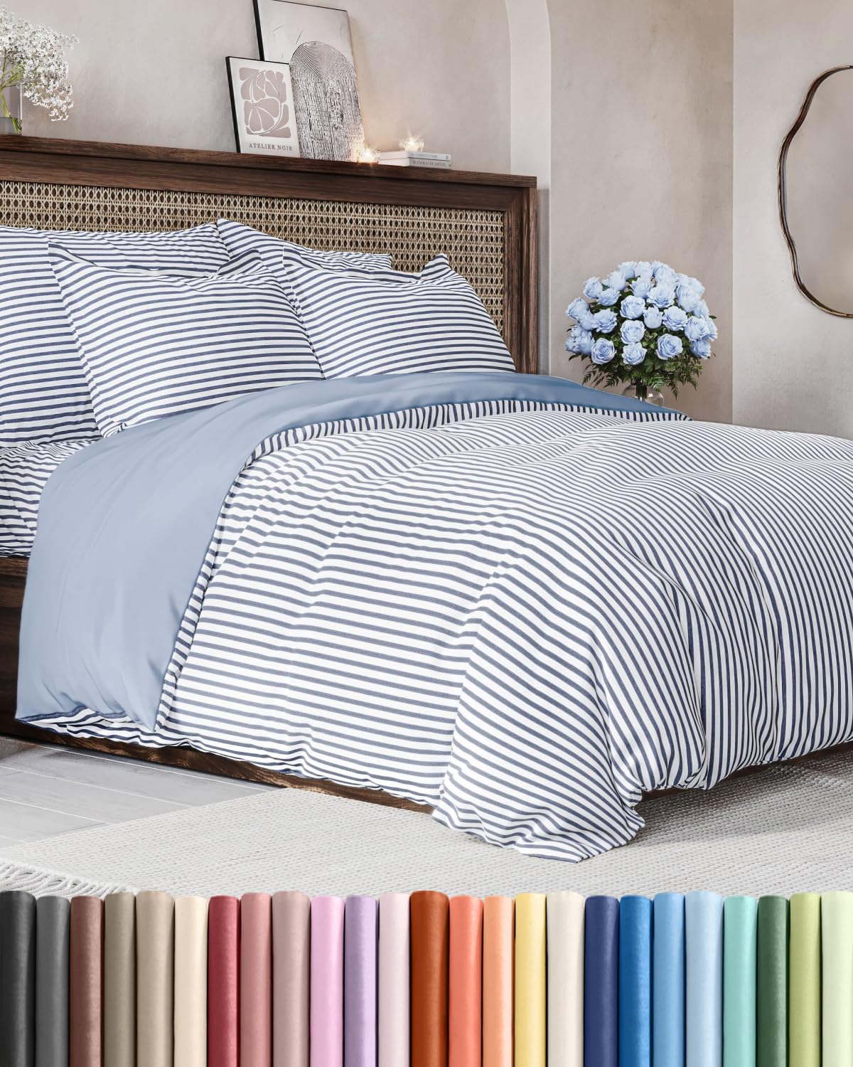 Duvet Cover Queen Size - Extra Soft 3 Piece with Zipper Closure - White
