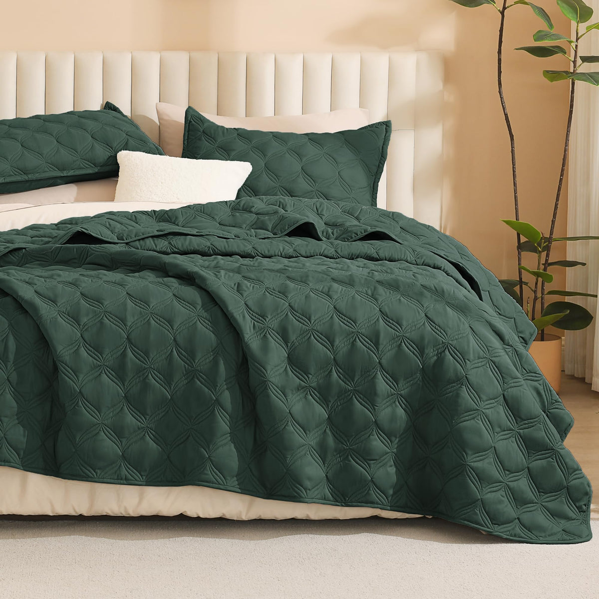 Litanika King Quilt Bedding Set, 3 Pieces Teal Blue Bedspreads Set