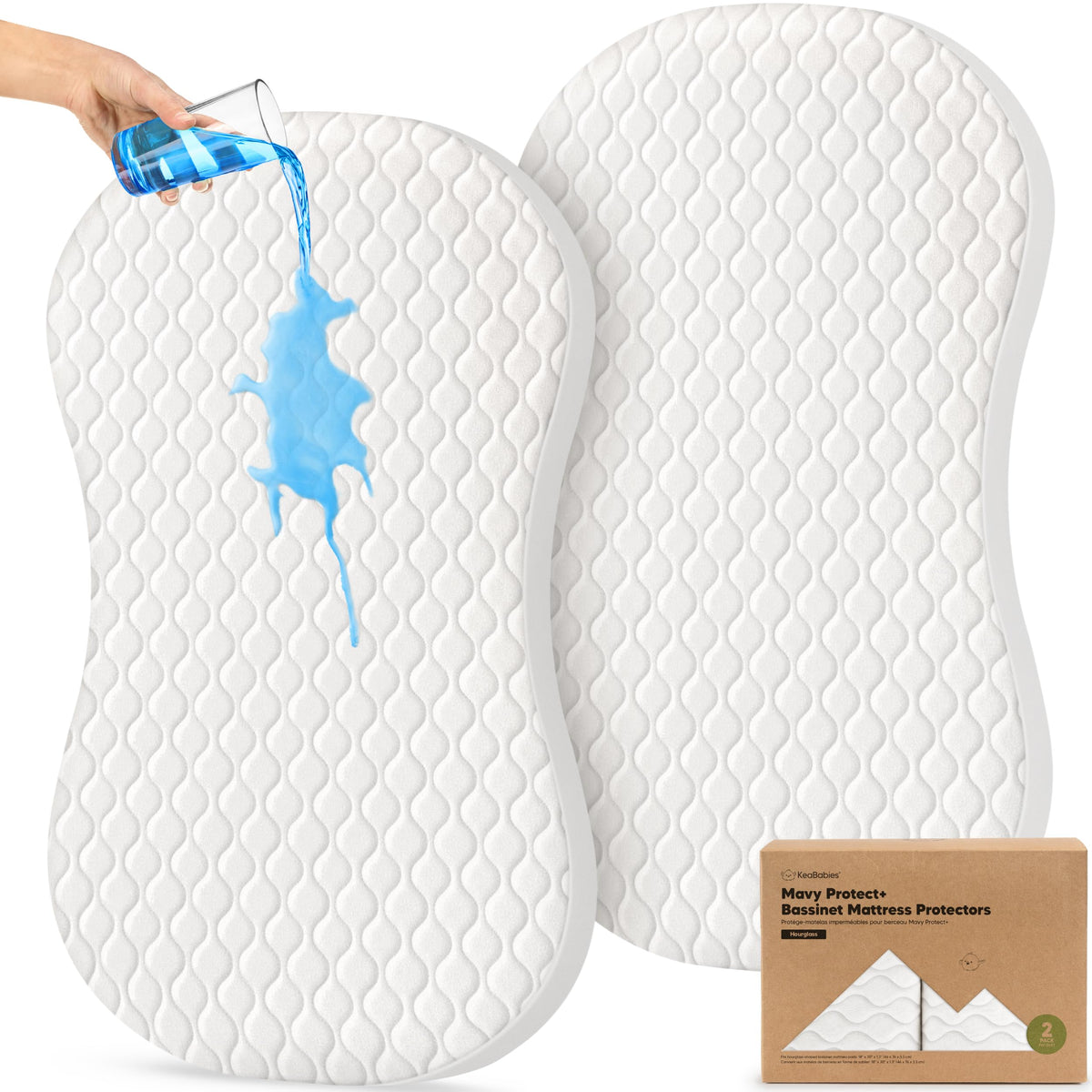 2pk Waterproof Crib Mattress Protector Cover Fitted 52x28 (Soft White/Mavy)