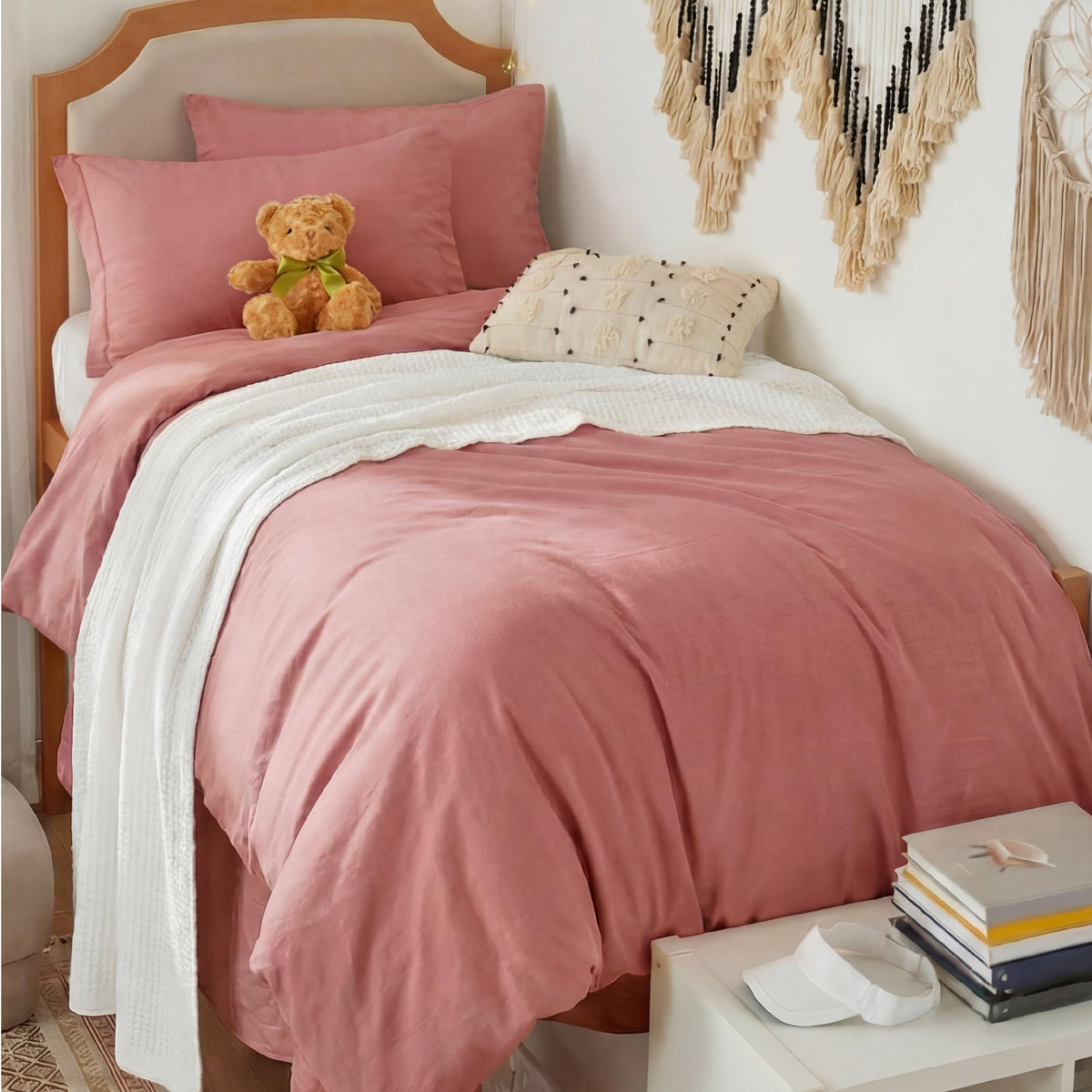 Bedsure Prewashed Duvet Cover Full, Cotton-Like Soft Bedding Set, White