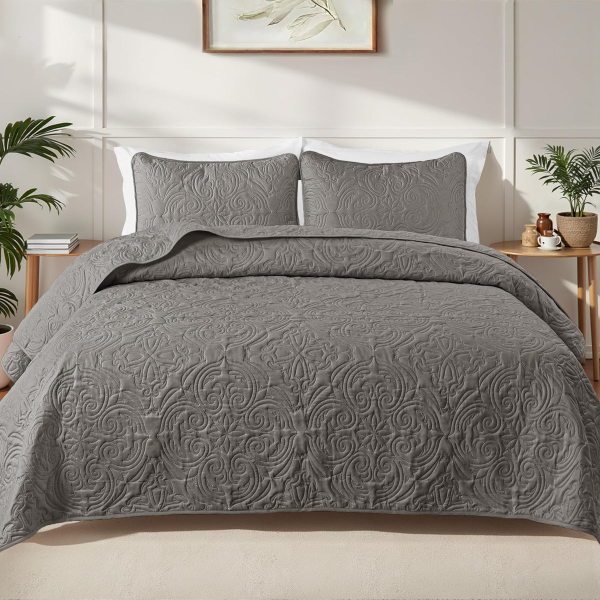 Exclusivo Mezcla 3 Piece Quilts Queen Size Bedding Set, Blush Pink