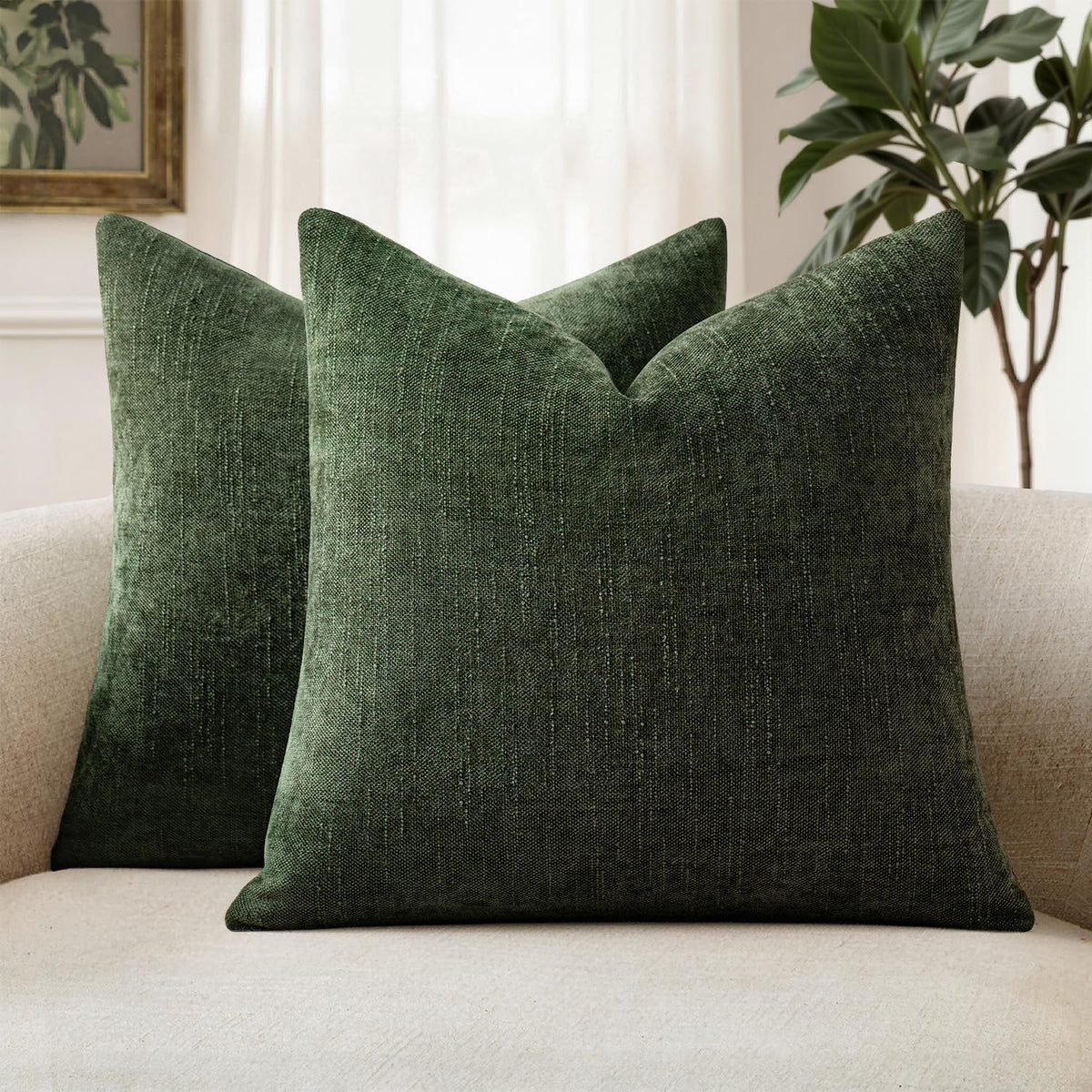 MIULEE 26x26 Inch Euro Textured Chenille Pillow Covers Chocolate Brown