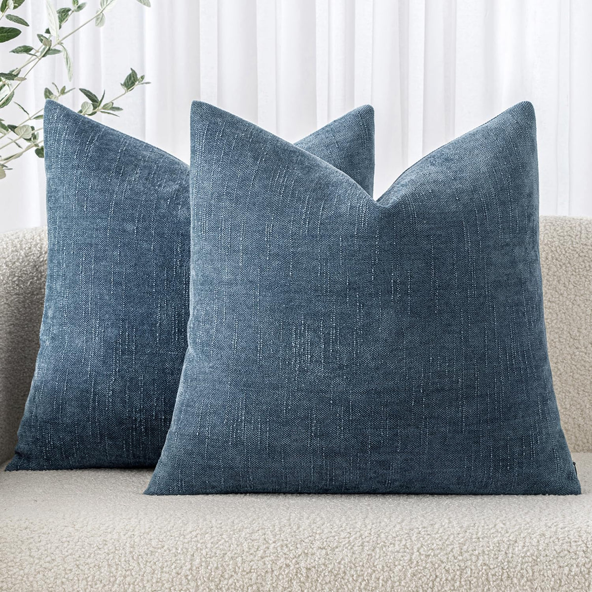MIULEE 26x26 Inch Euro Textured Chenille Pillow Covers Chocolate Brown