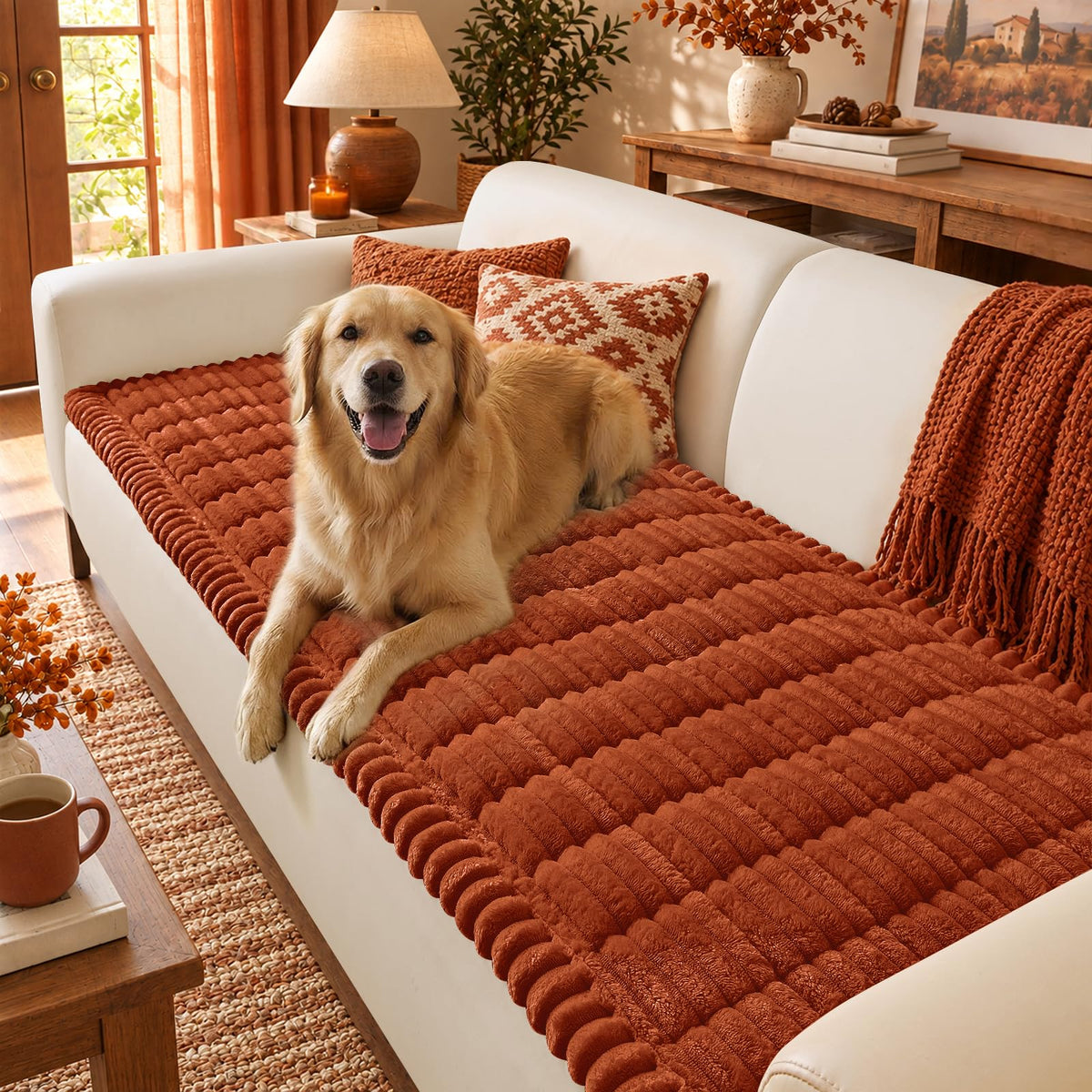 decorUhome Couch Cover for Dogs, Non Slip Fuzzy Thick Pet Sofa Protector
