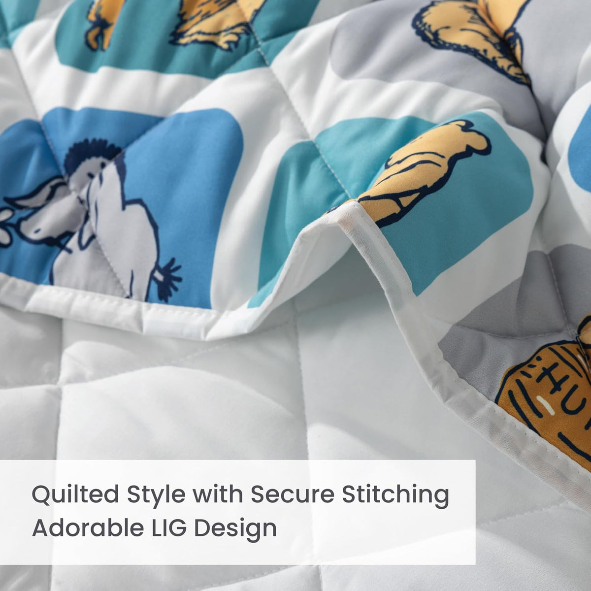 Berkshire Winnie and Friends Microfiber Quilt Set, Ultra Soft Lightweight Coverlet Bedspread with 1 Sham, All-Season Cozy Bedding for Bedroom(Twin/TwinXL, Friends Boxes Blue)