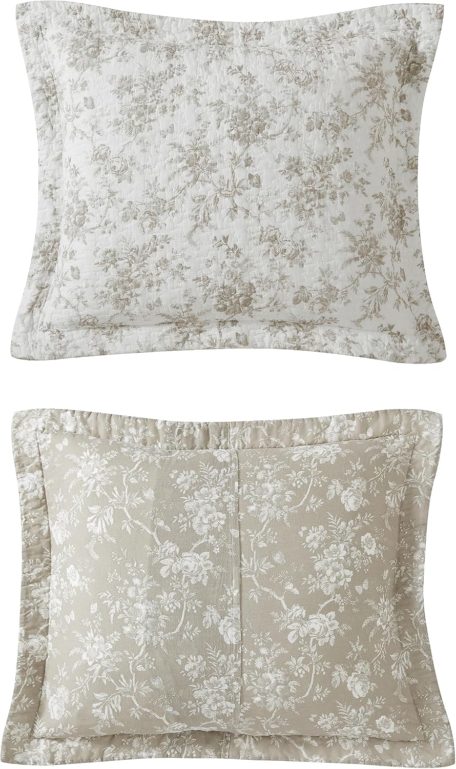 Laura Ashley - King Quilt Set with Shams, Cotton, Reversible