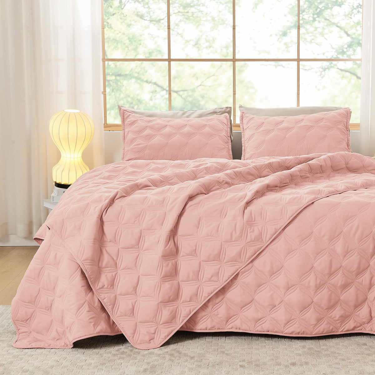 Litanika King Quilt Bedding Set, 3 Pieces Teal Blue Bedspreads Set