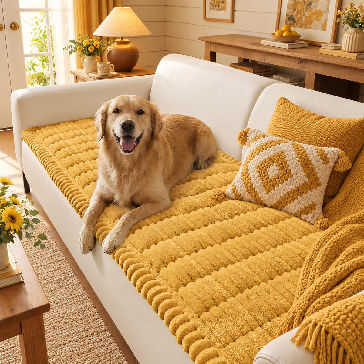 decorUhome Couch Cover for Dogs, Non Slip Fuzzy Thick Pet Sofa Protector