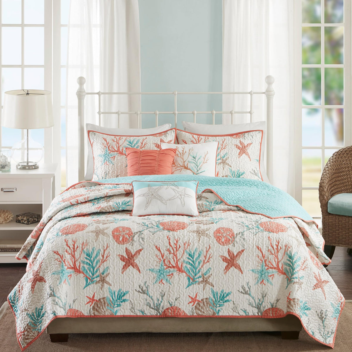 Madison Park Cottage Coastal Quilt Set, 6PC King/Cal King Coverlet