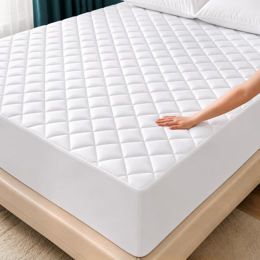 King Mattress Pad, Quilted Mattress Protector Topper fits 16" Deep Pocket