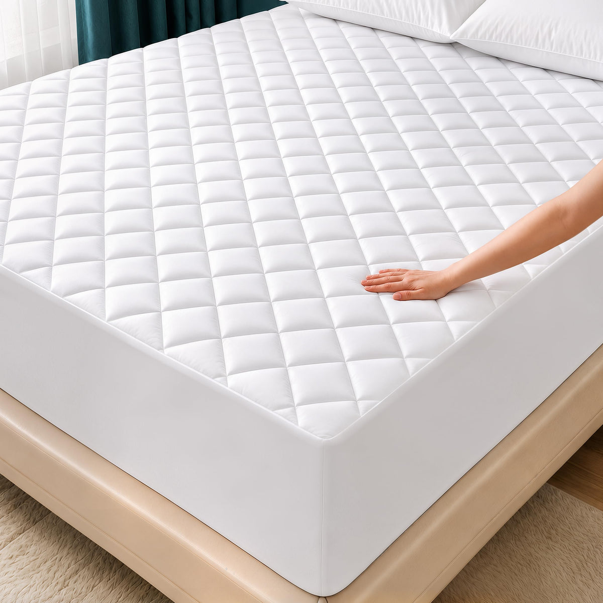 King Mattress Pad, Quilted Mattress Protector Topper fits 16" Deep Pocket
