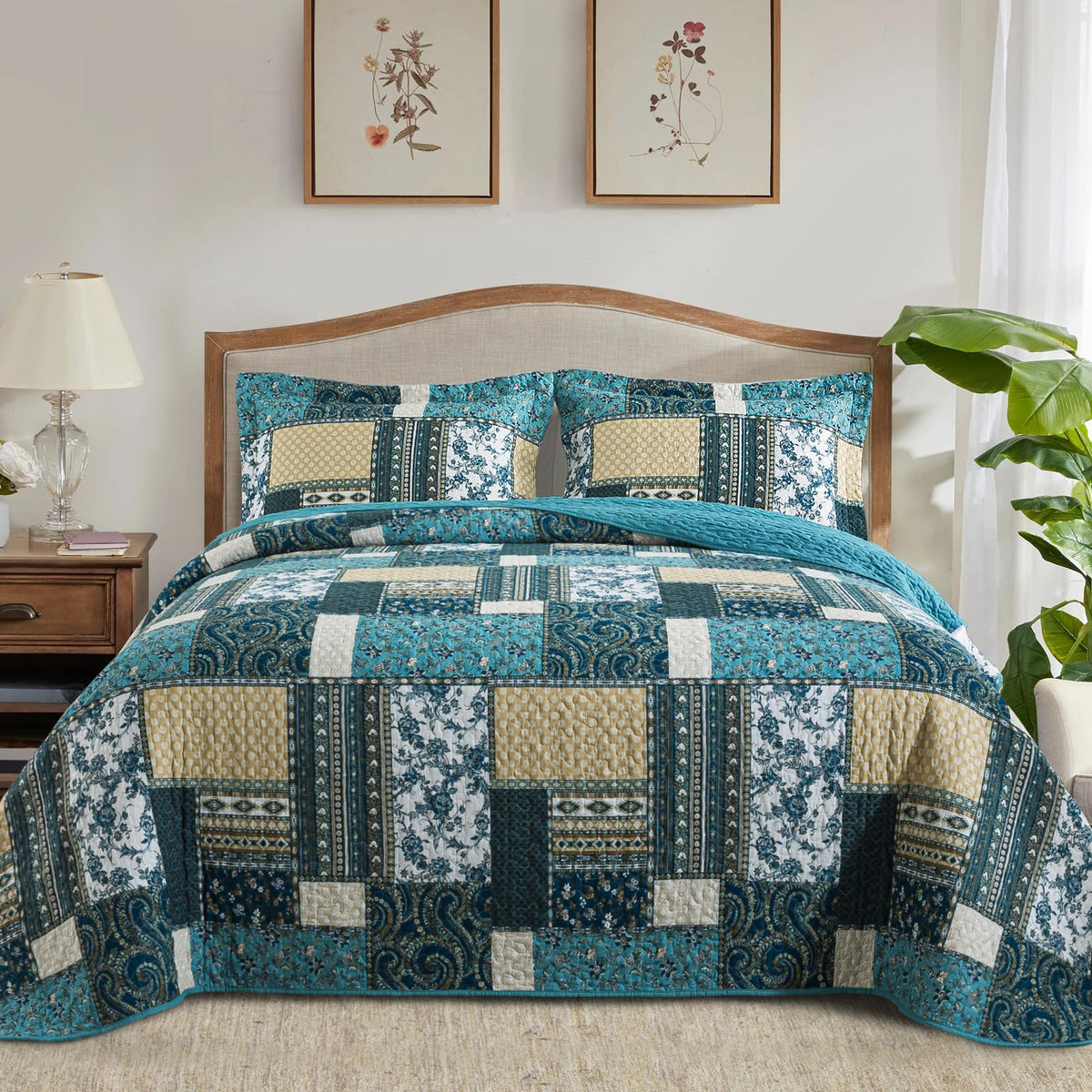 BEDIFANY 100% Cotton Cover Quilts King Size for Farmhouse- Fall Bedspread