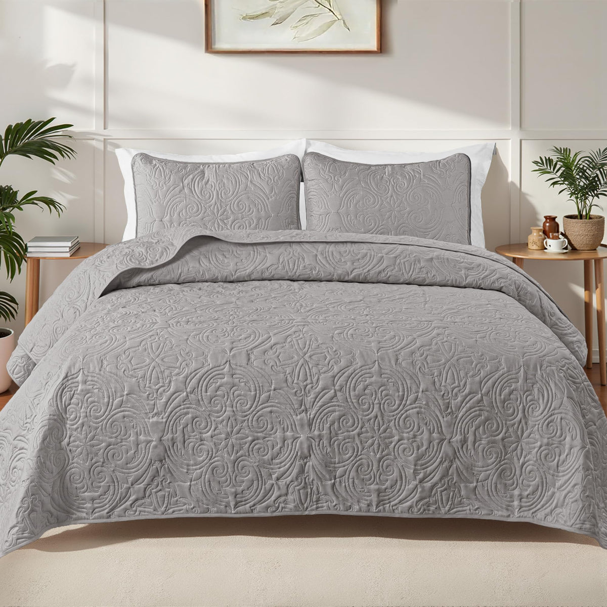 Exclusivo Mezcla 3 Piece Quilts Queen Size Bedding Set, Blush Pink